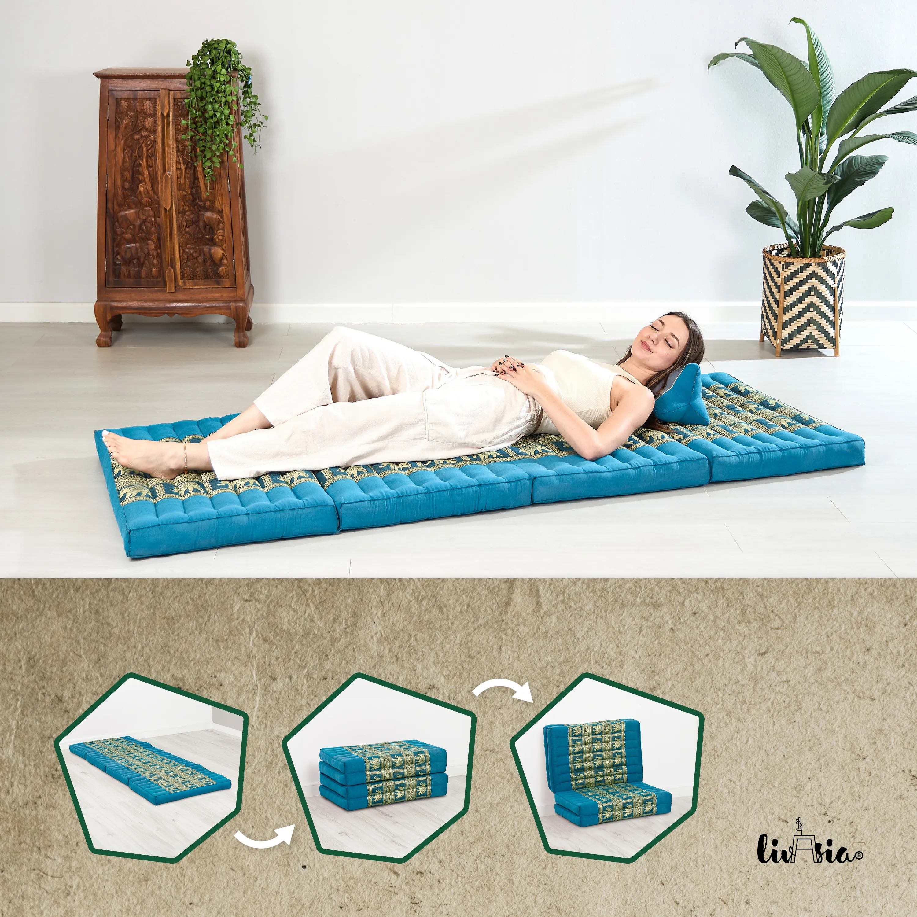 Kapok Klappmatratze, 80 cm breit, Deluxe