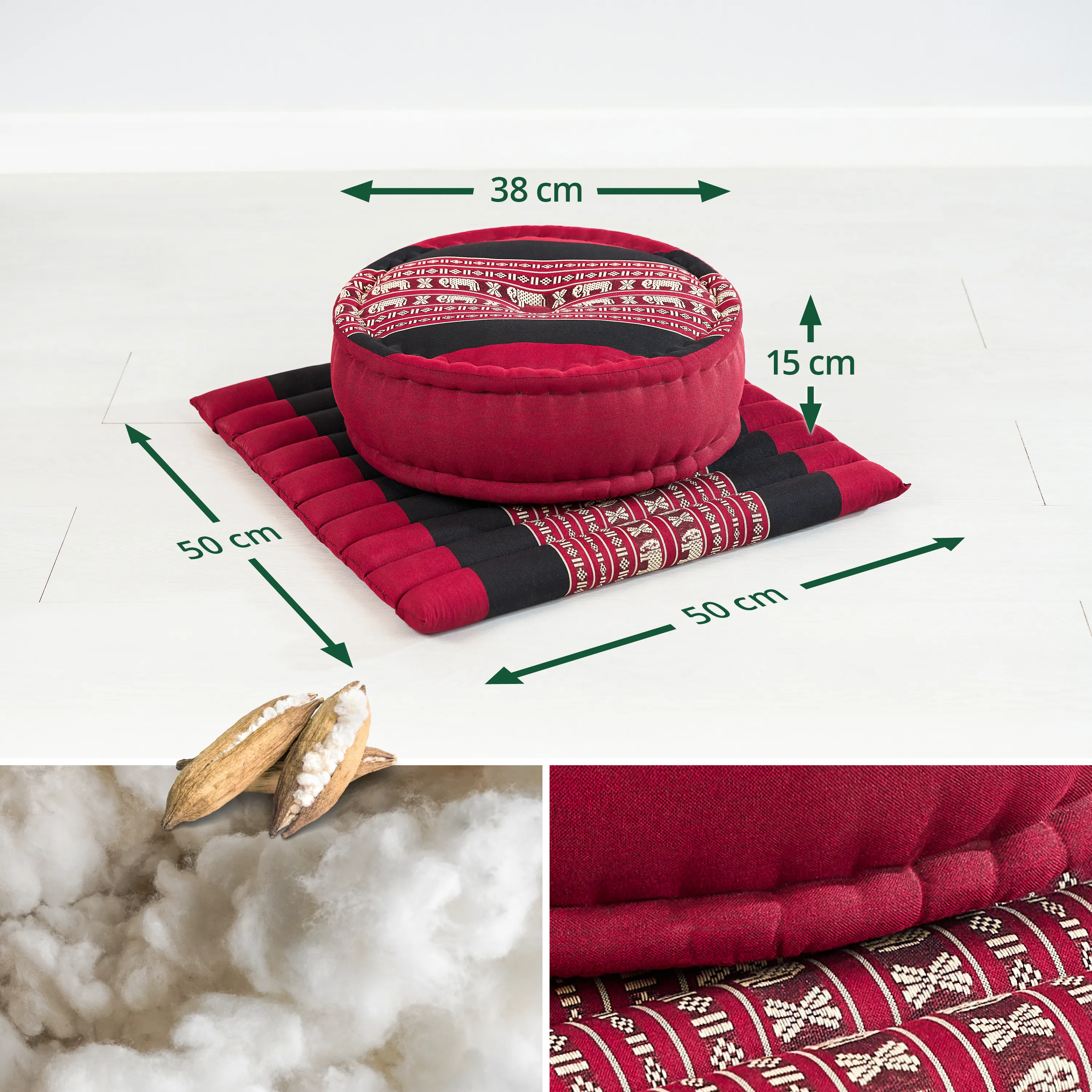 Kapok Meditationskissen Set L
