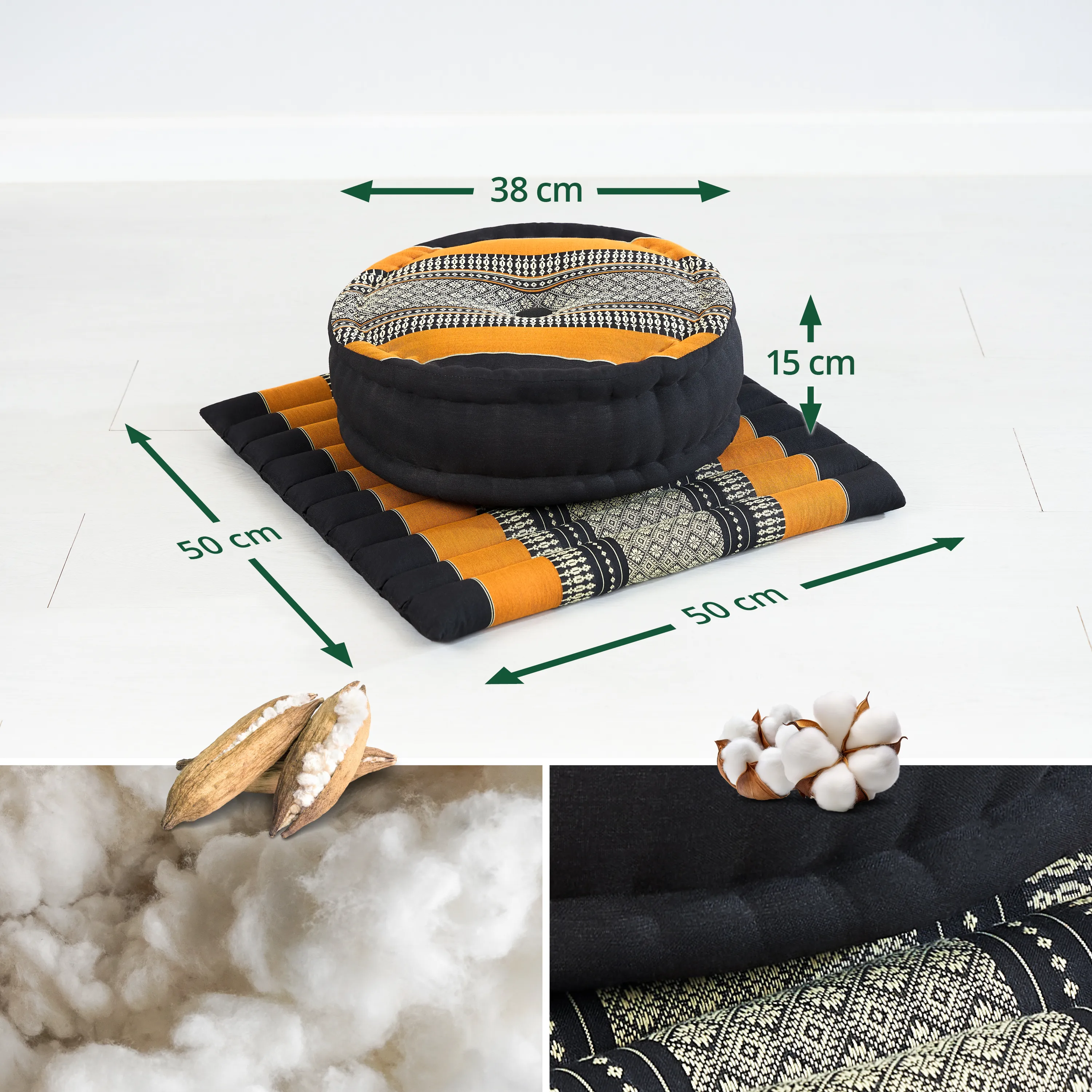 Kapok Meditationskissen Set L
