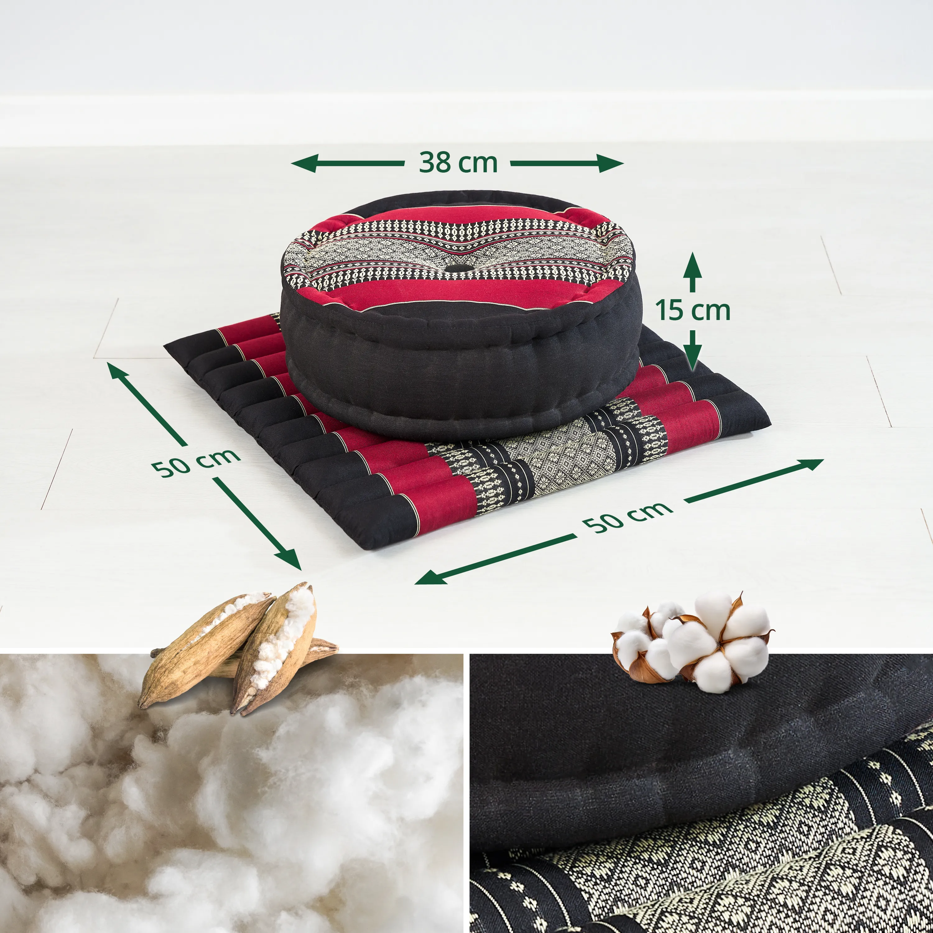 Kapok Meditationskissen Set L