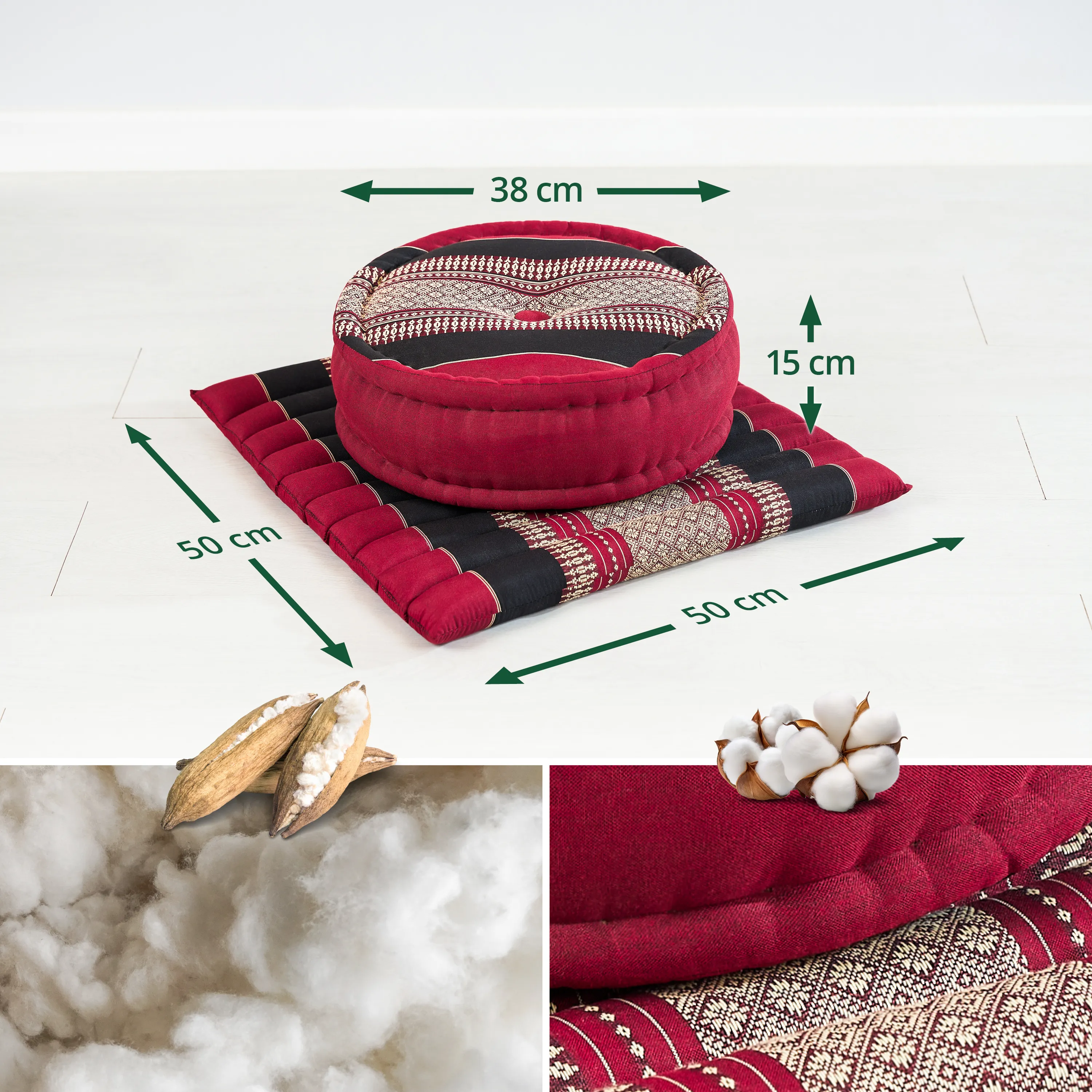 Kapok Meditationskissen Set L