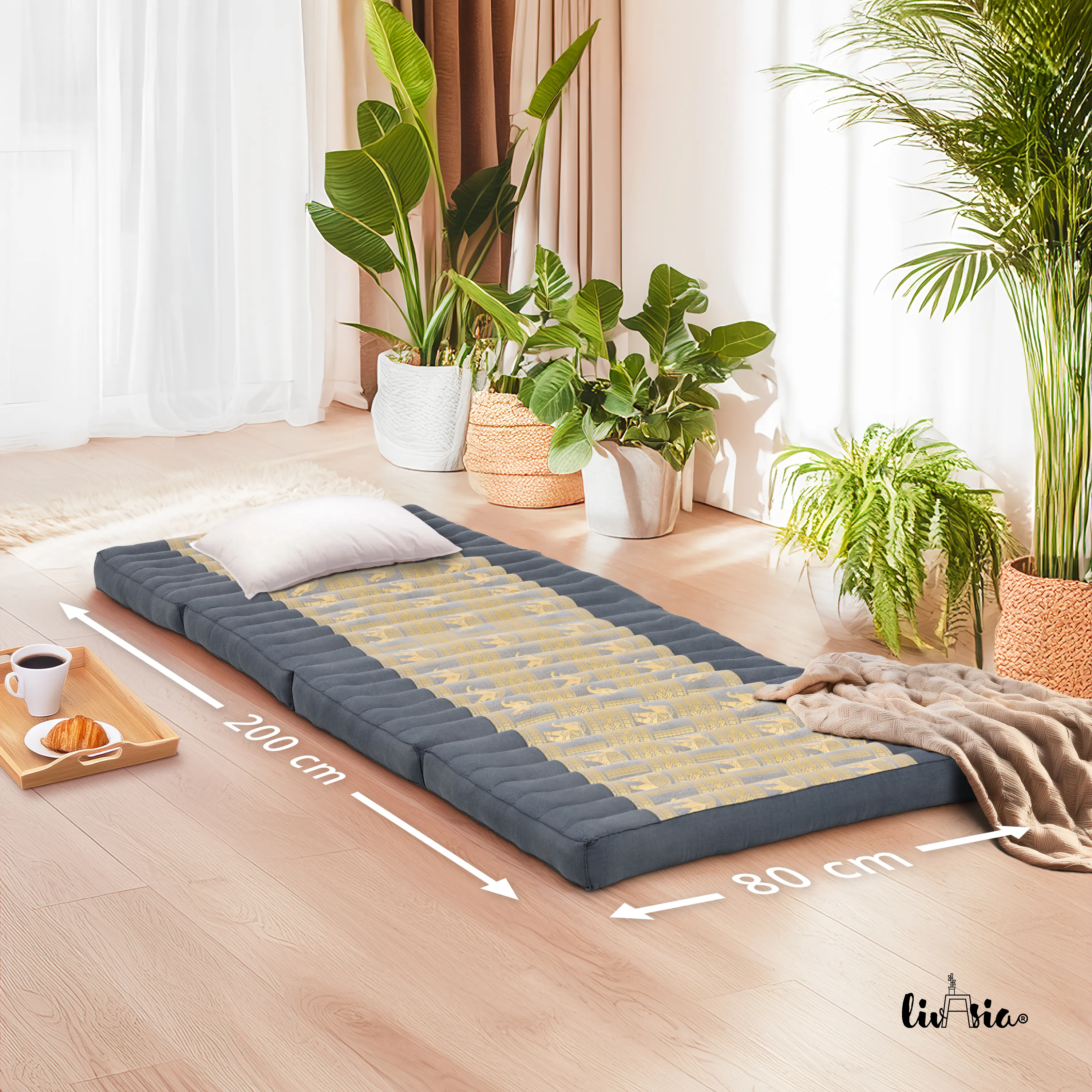 Kapok Klappmatratze, 80 cm breit, Deluxe