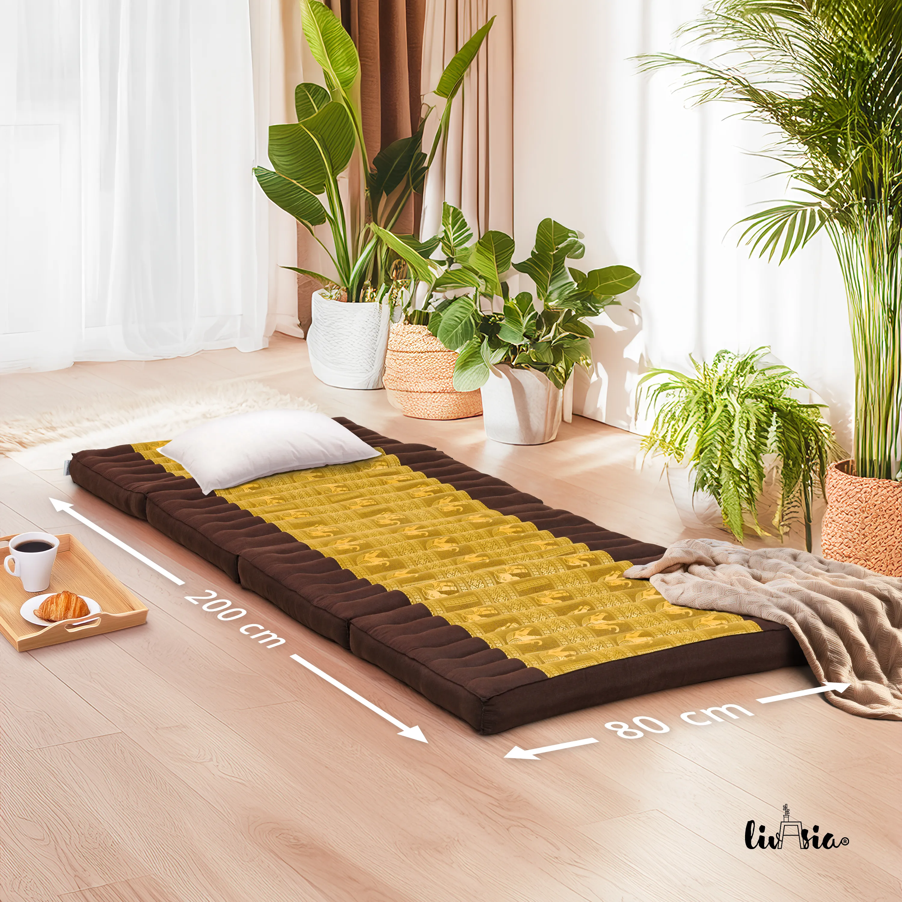 Kapok Klappmatratze, 80 cm breit, Deluxe